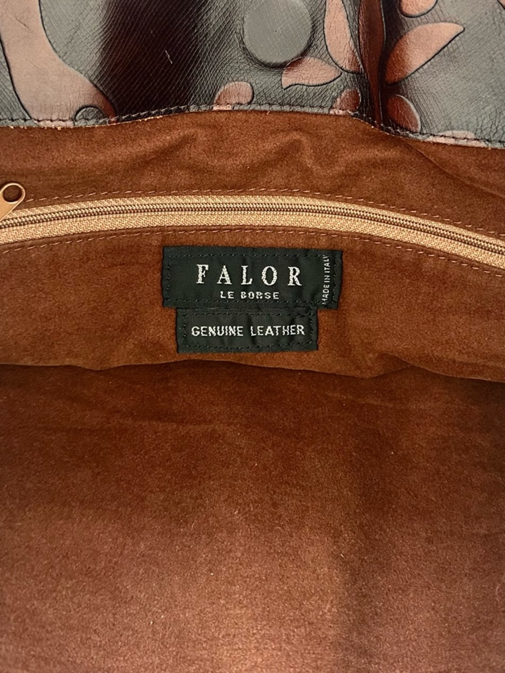 Falor le Borse Hand Tooled Leather Tote Bag in Brown - Picture 3 of 15
